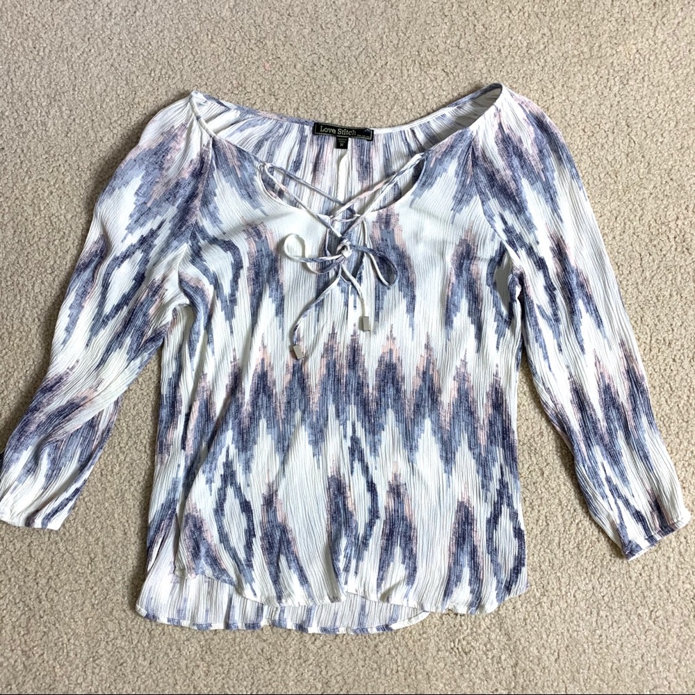 Love Stitch Boho 3/4 Flowy blouse